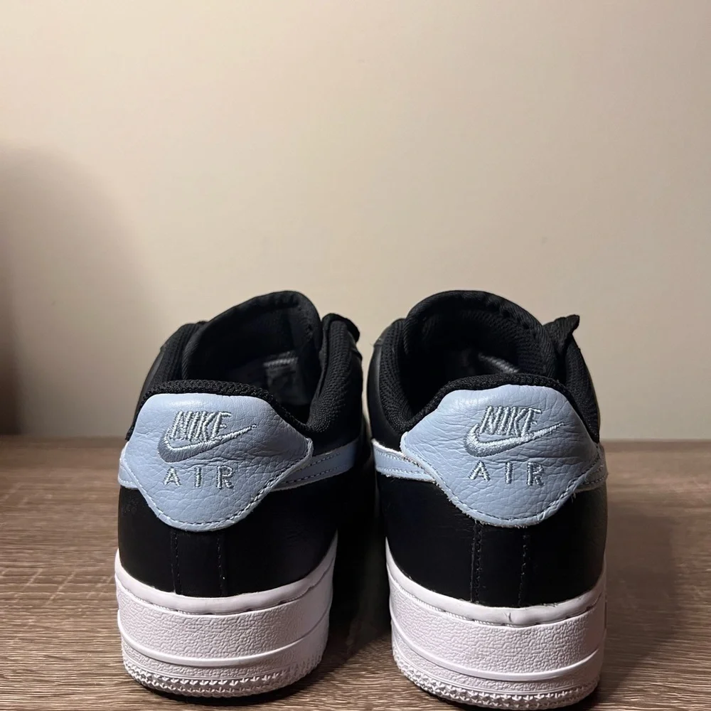 Nike Air Force 1 FM Customized Black Light Blue and White Sneakers Very Clean